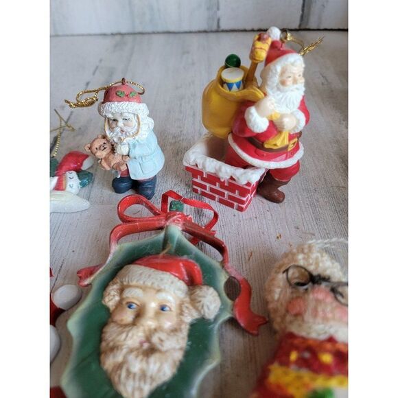 Santa Claus I heart snow mistletoe Mrs Claus teddy bear ornament Xmas set - Picture 4 of 9